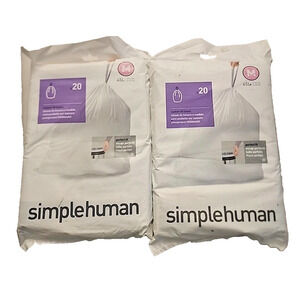 Simplehuman Code M Custom Fit Drawstring Trash Bags White 2 Packs 40 Ct 45L